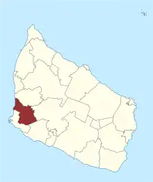 Lage des Knudsker Sogn in der Bornholm Kommune