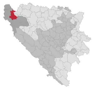 Lage der Gemeinde Bosanska Krupa in Bosnien und Herzegowina (anklickbare Karte)