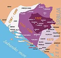 Ausdehnung Bosniens im 14. Jahrhundert