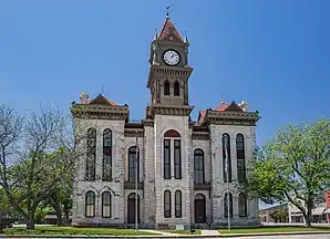 Das Bosque County Courthouse in Meridian, gelistet im NRHP mit der Nr. 77001427