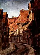 Braunschweig:Meinhardshof von Norden.Öl auf Leinwand,38,5 × 27,7 cm