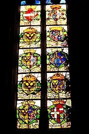 Glasmalerei, verschiedene Wappen
