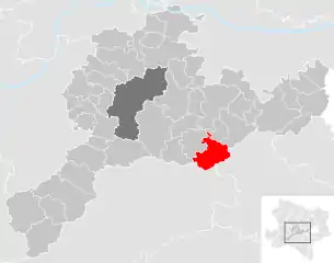 Lage der Gemeinde Brand-Laaben im Bezirk St. Pölten-Land (anklickbare Karte)
