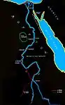 Brehms Reiseroute durch Ägypten (1847–1852)