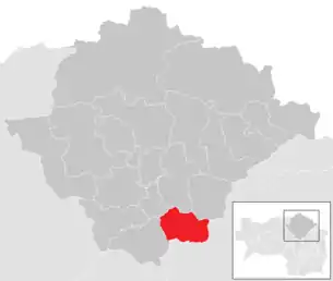 Lage der Gemeinde Breitenau am Hochlantsch im Bezirk Bruck-Mürzzuschlag (anklickbare Karte)