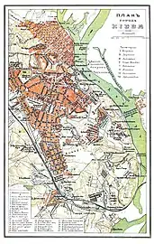 Stadtplan, um 1900 Jüdische Enzyklopädie von Brockhaus und Efron, hier als Petschersker Vorstadt bezeichnet