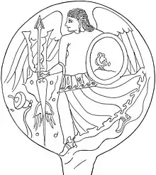 Menrva mit Flügel, Blitz, Schild und Eule (3.&nbsp;Jahrhundert v.&nbsp;Chr.)