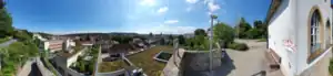 Panoramablick über die Stadt Bruchsal von der erhöhten Position der Andreasstaffel aus gesehn.