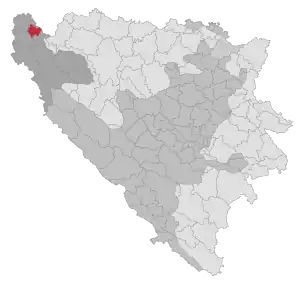 Lage der Gemeinde Bužim in Bosnien und Herzegowina (anklickbare Karte)