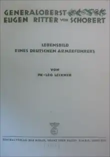 Deckblatt des Buches „Generaloberst Eugen Ritter von Schobert – Lebensbild eines deutschen Armeeführers“
