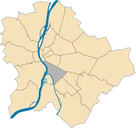 Lage des IX. Bezirks in Budapest