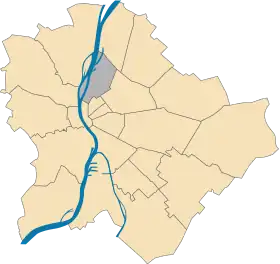 Lage des XIII. Bezirks in Budapest