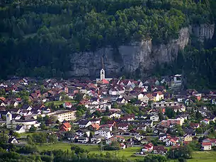 Bürs – Dorfkern von Norden gesehen