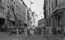 Gleisbau bei der Straßenbahn (1991)
