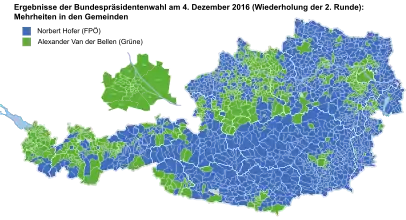 Mehrheitsverteilung auf Ebene der Gemeinden (ohne Briefwahlstimmen)