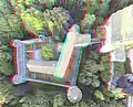 Burg Amlishagen. Zwei seitlich versetzte Drohnen-Aufnahmen wurden mit einer speziellen Software in ein 3D Anaglyphenbild gewandelt. (weitere Aufnahme) &nbsp;