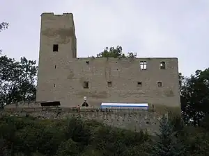 Turm-Palas-Burg Liebenstein, Turm und Palas wurden zeitgleich im Verbund aufgemauert, wohl 12.&nbsp;Jh., später umgebaut, Thüringen