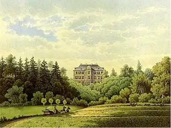 Schloss Rösberg, Lithografie 19. Jahrhundert, Sammlung Alexander Duncker