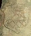 Eingraviertes Wappen mit Löwenfigur auf der Kanone