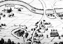Burg zur Gracht 1642, Ausschnitt nach Matthäus Merian d. Ä.