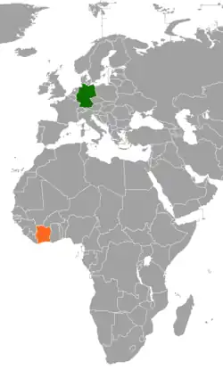 Lage von Deutschland und Elfenbeinküste