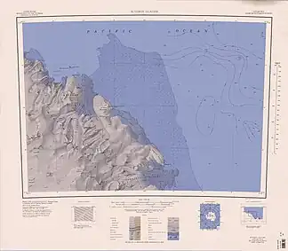 Karte eines Teils der Oates-Küste von 1968 mit den Wilson Hills