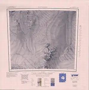 Kartenblatt Mount Kosciusko von 1969, Berry Glacier im Nordwesten der Karte