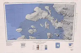 Kartenblatt Guest Peninsula von 1969 (Neuauflage 1988) mit dem Nordteil der Ford Ranges am östlichen Kartenrand