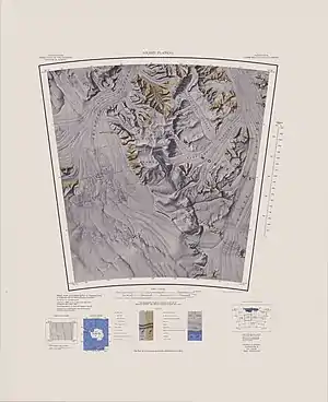 Kartenblatt Nilsen Plateau von 1966, am nördlichen Kartenrand der Südteil der Hays Mountains