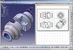 Bildschirmfoto aus CATIA&nbsp;V5: Maschinenteil
