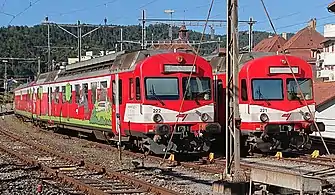 CJ BDe 222 und 221 ex BLS in Tavannes