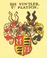 Gemehrtes Wappen der Ritter Vintler von Plätsch und Runkelstein, nach Siebmacher (zwischen 1701 und 1705)