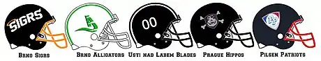 Helm Designs der Mannschaften der 2. Football Liga