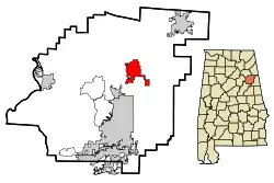Lage im Calhoun County und in Alabama