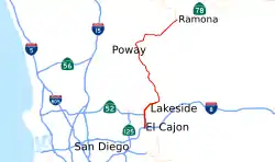 Karte der California State Route 67