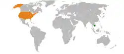 Lage von Kambodscha und Vereinigte Staaten