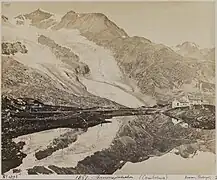 Lagh da la Cruseta, Ospizio Bernina und Cambrenagletscher, 1867 (Adolphe Braun)