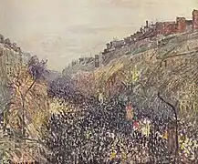 Camille Pissarro: Le Boulevard Montmartre, mardi gras, soleil couchant, 1897