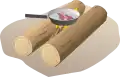 Braten über dem Stammrinnenfeuer