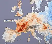 Hitzewelle 2003: Anomalie Jahr 2003 zum Jahr 2001