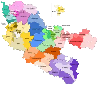 Lage des Kantons Delme innerhalb des Départements Moselle