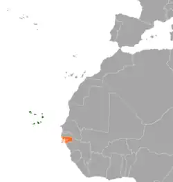 Lage von Guinea-Bissau und Kap Verde