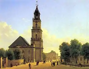 Garnisonkirche Potsdam mit Blick auf das Schloss 1827