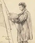 Carl Peter Mazer i sin ateljé. 1835