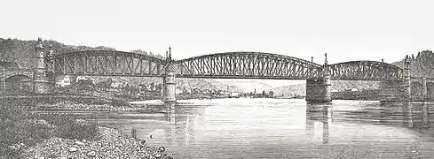 Die Königin-Carola-Brücke kurz nach ihrer Eröffnung (1877)