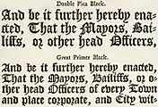 Beispiele mit rundem r nach o in einem Schriftmusterbuch von William Caslon&nbsp;I, London 1763