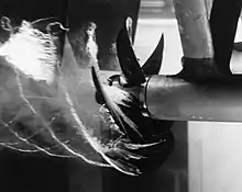 Kavitierender Propeller in einem Experiment im 'David Taylor Model Basin'
