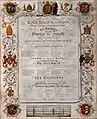 Royal Charter (Gründungsurkunde) des King's College London von 1829, die zugleich auch die Royal Patronage durch George IV. begründet, die heute durch Elisabeth II. wahrgenommen wird.