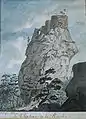 Aquarell der Burgruine Château de la Roche