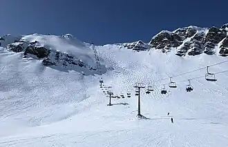 Blick auf die Chavanette-Piste Schweiz